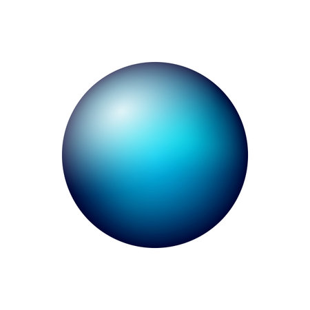 Glass blue ball or precious pearl. Glossy realistic ball, 3D abstract vector illustration highlighted on a white background. Big metal bubble with shadowのイラスト素材
