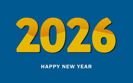 Merry Christmas or happy new year design. 2026 holiday decoration on color background. Greeting...