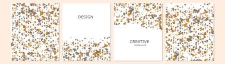 Set of vector cover notebook design. Abstract rainbow minimal triangles halftone template design for notebook paper, copybook brochures, book, magazine. Planner and diary cover for printのイラスト素材