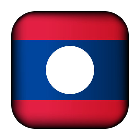 Glass light ball with flag of Laos. Round sphere, template icon. Lao Peoples Democratic Republic national symbol. Glossy realistic ball, 3D abstract vector illustration. Big bubbleのイラスト素材