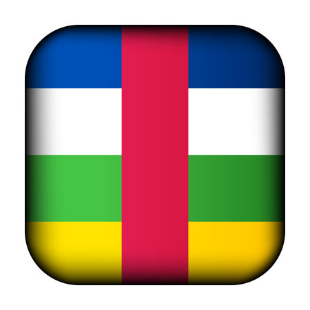Glass light ball with flag of Central African Republic. Round sphere, template icon. CAR national symbol. Glossy ball, 3D abstract vector illustration highlighted on a white background. Big bubbleのイラスト素材