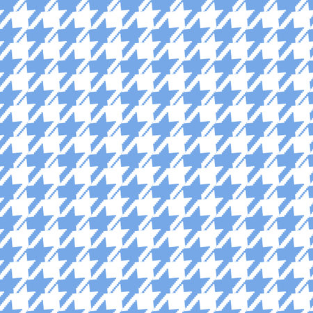 Geometric blue and white seamless pattern with pied-de-poule ornament. Monochrome graphic repeating...