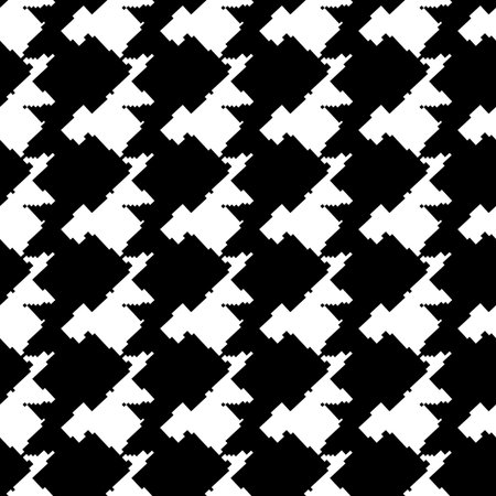 Geometric houndstooth black and white seamless pattern with pied-de-poule ornament. Monochrome...