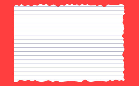 Graph paper. Printable lined and squared grid paper with color lines. Geometric background for school, textures, notebook, diary. Realistic ripped aged paper blankのイラスト素材