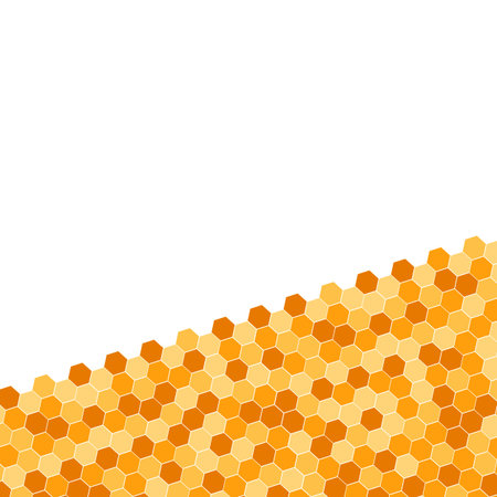 Hexagon pattern with honeycomb, cartoon bees. Vector illustration, geometric texture. Design...