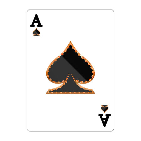 Ace of spades. Playing card with golden elements. Casino icons. Pictograms representing different...