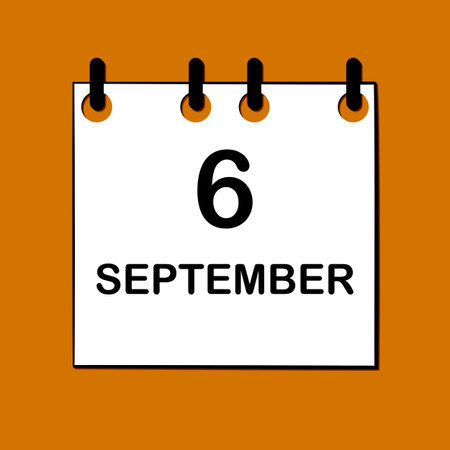 September 6. Daily Calendar icon for design. Simple design for business brochure, flyer, print media, advertisement. Easily editableのイラスト素材
