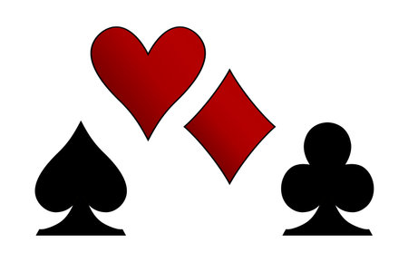 Suit deck of playing cards. Casino icons. Pictograms representing various suits. Vector illustration. Flat design for modern visual elementsのイラスト素材
