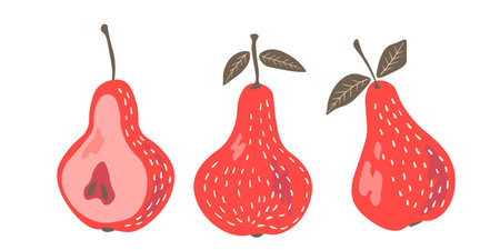 Pear isolated on white background. Natural delicious fresh ripe tasty fruit. Sweet pears with...