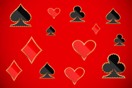 Shining retro light banner on red background with golden elements. Casino poster vintage style. Gold round frame, signboard vintage style. Vector illustrationのイラスト素材