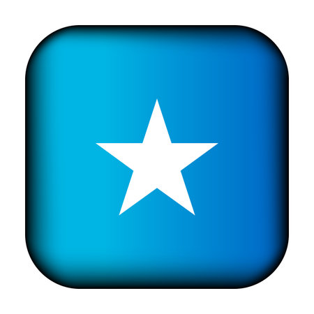 Glass light ball with flag of Somalia. Round sphere, template icon. Somali national symbol. Glossy realistic ball, 3D abstract vector illustration highlighted on a white background. Big bubbleのイラスト素材