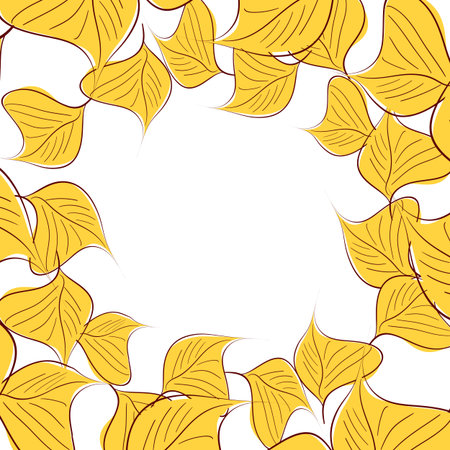 Hand drawn plants, dividers, wreaths, border frames. Circle floral frame with leaves on white background. Vector hand drawn illustration for wallpaper, posters, card. Copy space. Doodle styleのイラスト素材