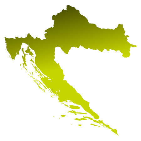 Map of Croatia, sign silhouette. World Map Globe. Vector Illustration isolated on white background. Europe continentのイラスト素材