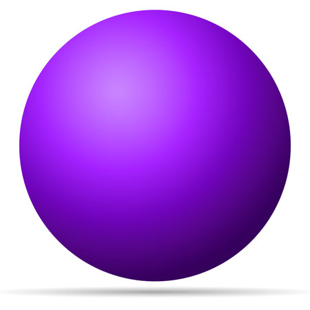 Glass purple ball or precious pearl. Glossy realistic ball, 3D abstract vector illustration highlighted on a white background. Big metal bubble with shadowのイラスト素材