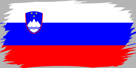 Flag of Slovenia. Slovenian national symbol in official colors. Template icon. Vector backgroundのイラスト素材