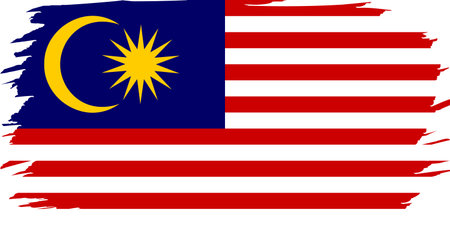Flag of Malaysia. Malaysian national symbol in official colors. Template icon. Vector backgroundのイラスト素材