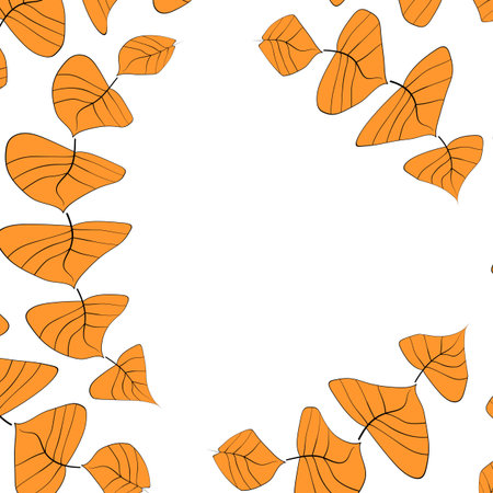 Hand drawn plants, dividers, wreaths, border frames. Circle floral frame with leaves on white background. Vector hand drawn illustration for wallpaper, posters, card. Copy space. Doodle styleのイラスト素材