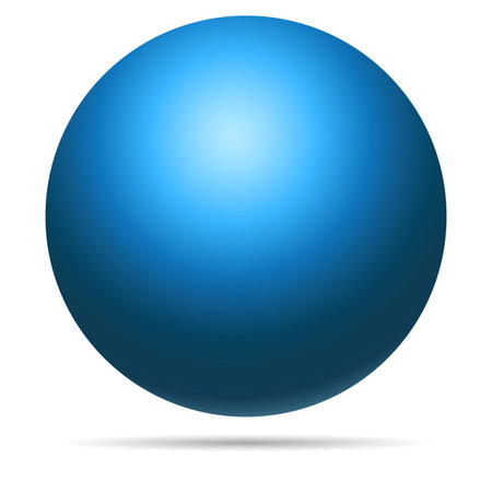 Glass blue ball or precious pearl. Glossy realistic ball, 3D abstract vector illustration highlighted on a white background. Big metal bubble with shadowのイラスト素材