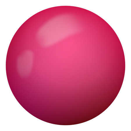 Glass pink ball or precious pearl. Glossy realistic ball, 3D sphere. Abstract vector illustration highlighted on a white background. Big metal bubble with shadowのイラスト素材