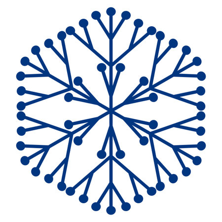 Blue template snowflake with shadow. Isolated snowflakes icon, round mandala. Winter Holiday cartoon flat illustration. Merry Christmas and New year Vector. Hand draw styleのイラスト素材