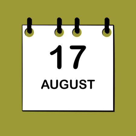 August 17. Daily Calendar icon for design. Simple design for business brochure, flyer, print media, advertisement. Easily editableのイラスト素材