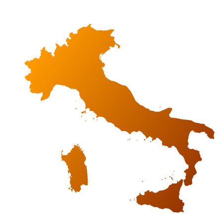 Map of Italy, sign silhouette. World Map Globe. Vector Illustration isolated on white background. Europe continentのイラスト素材