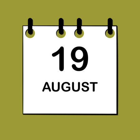 August 19. Daily Calendar icon for design. Simple design for business brochure, flyer, print media, advertisement. Easily editableのイラスト素材