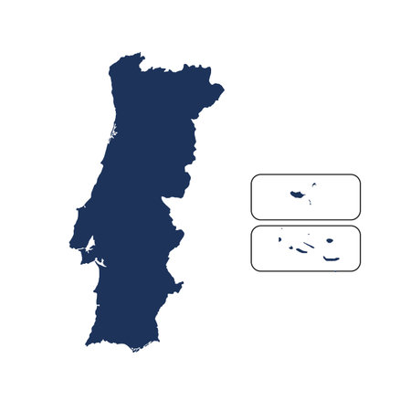 Map of Portugal, sign silhouette. World Map Globe. Vector Illustration isolated on transparent background. Europe continentのイラスト素材