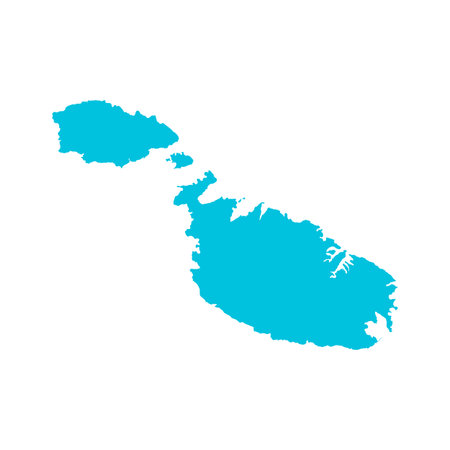 Map of Malta, sign silhouette. World Map Globe. Vector Illustration isolated on white background. Europe continentのイラスト素材