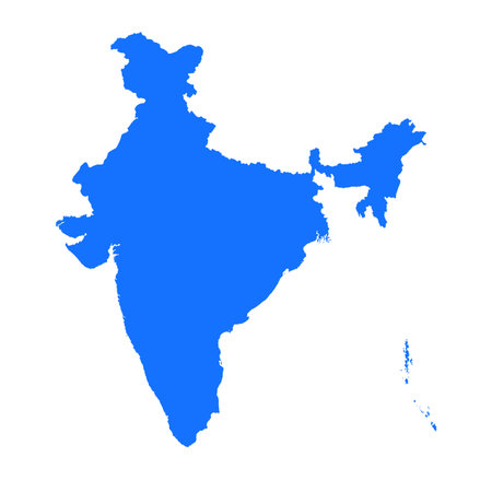 Map of Indiia, sign silhouette. World Map Globe. Vector Illustration isolated on white background. Asian continentのイラスト素材