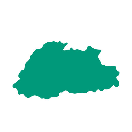 Map of Butane, sign silhouette. World Map Globe. Vector Illustration isolated on white background. Asian continentのイラスト素材