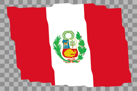 Waving Flag of Peru. Peruvian national symbol in official colors. Template icon. Abstract vector background. Fluttering effectのイラスト素材