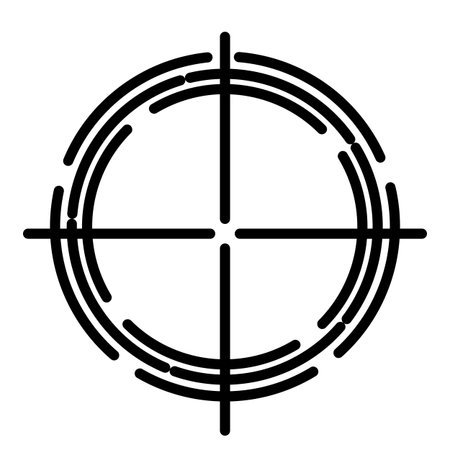 Target aim icon, archer sports game symbol. Game aiming sight dot pointer. Shoot sniper rifle focus cursor. Bullseye mark targeting. Isolated vector illustrationのイラスト素材