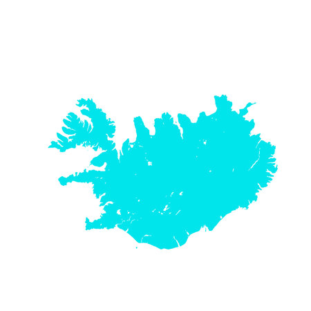 Map of Iceland, sign silhouette. World Map Globe. Vector Illustration isolated on transparent background. Europe continentのイラスト素材
