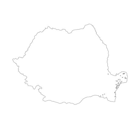 Map of Romania, sign silhouette. World Map Globe. Vector Illustration isolated on white background. Europe continentのイラスト素材