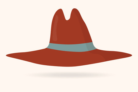 Elegant womans hat isolated on white background. Headgear vector illustration for woman, girl or ladies. Summer sun protection. Doodle vector art. Single icon. Fashion flat sketchのイラスト素材