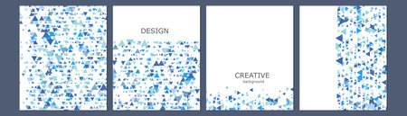 Set of vector cover notebook design. Abstract rainbow minimal triangles halftone template design for notebook paper, copybook brochures, book, magazine. Planner and diary cover for printのイラスト素材