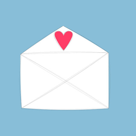 Hand drawn envelope with heart. Design element for Valentines day, birthday, Friendship Day,...