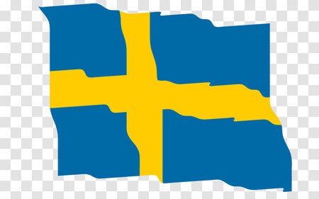 Waving Flag of Sweden. Swedish national symbol in official colors. Template icon. Abstract vector background. Fluttering effectのイラスト素材