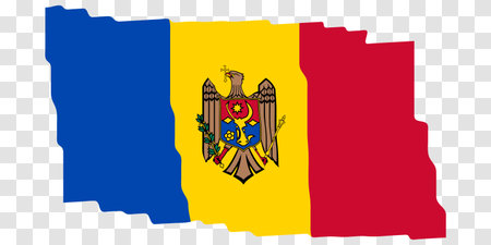Flag of Moldova. Moldavian national symbol in official colors. Template icon. Vector background. Fluttering effectのイラスト素材
