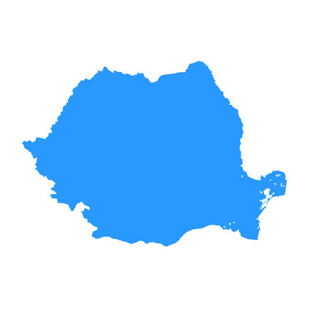 Map of Romania, sign silhouette. World Map Globe. Vector Illustration isolated on white background. Europe continentのイラスト素材