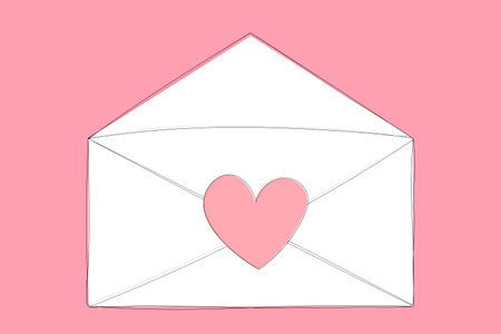Hand drawn envelope with heart. Design element for Valentines day, birthday, Friendship Day,...