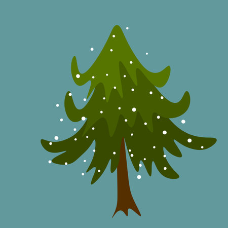 Advent calendar. Christmas print. Christmas Tree with decorations and illuminations. Doodle Design for hiliday card, posterのイラスト素材