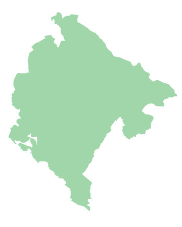 Map of Montenegro, sign silhouette. World Map Globe. Vector Illustration isolated on white background. Europe continentのイラスト素材