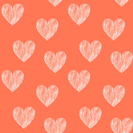 Seamless pattern with color hearts. Template holiday vector illustration. Design for card, postcard,...