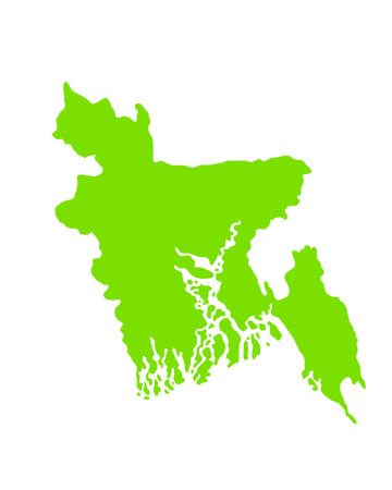 Map of Bangladesh, sign silhouette. World Map Globe. Vector Illustration isolated on white background. Asian continentのイラスト素材
