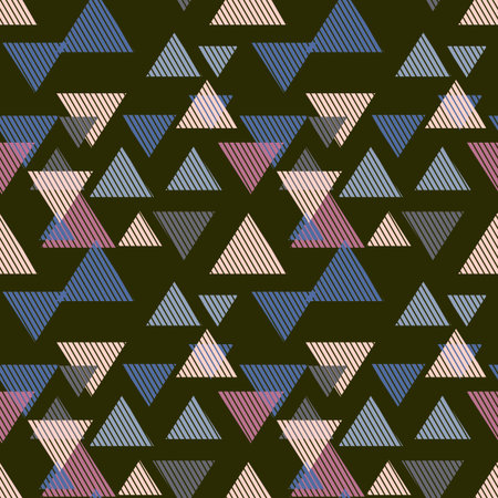 Seamless pattern with triangle decoranive art print. Polygonal rainbow mosaic background. Abstract...