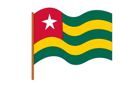 Flag of Togo. National symbol in official colors. Template icon. Abstract vector backgroundのイラスト素材
