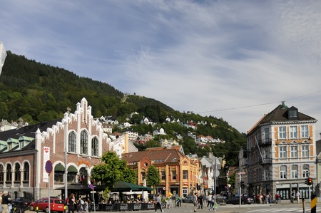 Houses at bryggen Bergen のeditorial素材