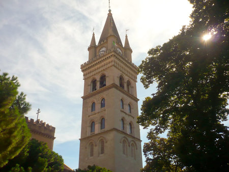 bell tower cathedral's town of Messinaの写真素材